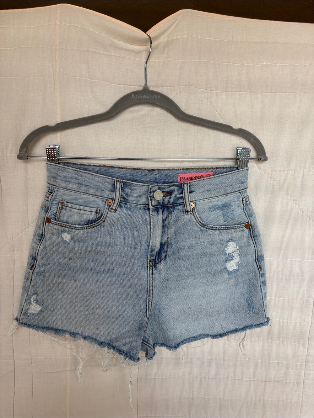Blank NYC Light Wash Distressed Denim Shorts